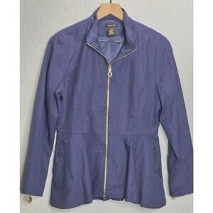 IMAN Global Chic Women’s Navy Zip Front Peplum Jacket Size Small